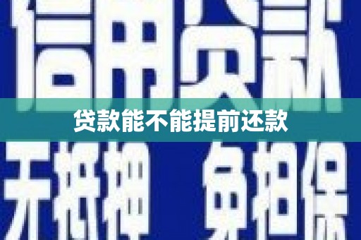 平舆贷款能不能提前还款