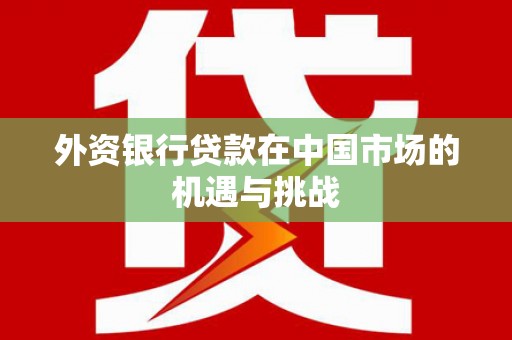 平舆外资银行贷款在中国市场的机遇与挑战