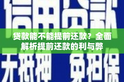 平舆贷款能不能提前还款？全面解析提前还款的利与弊